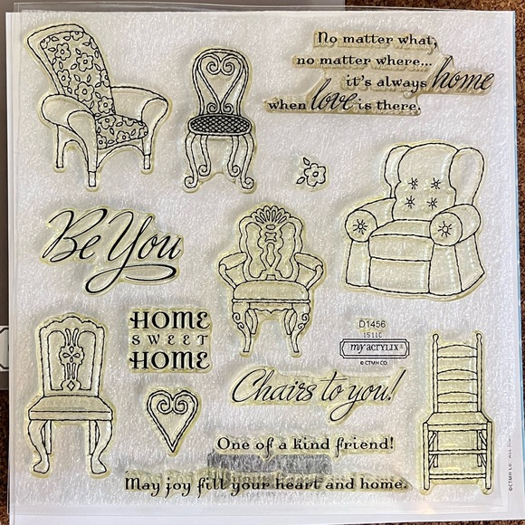 Buy 2, Get 1 FREE! CTMH Acrylic Stamp Set. Chairs to You D1456 - Picture 2 of 4
